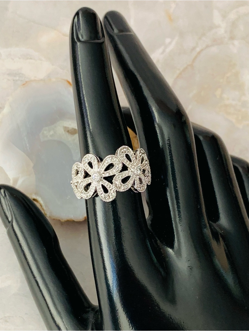 Lia Sophia Silver Floral Filigree Flower Ring - Picture 2 of 6